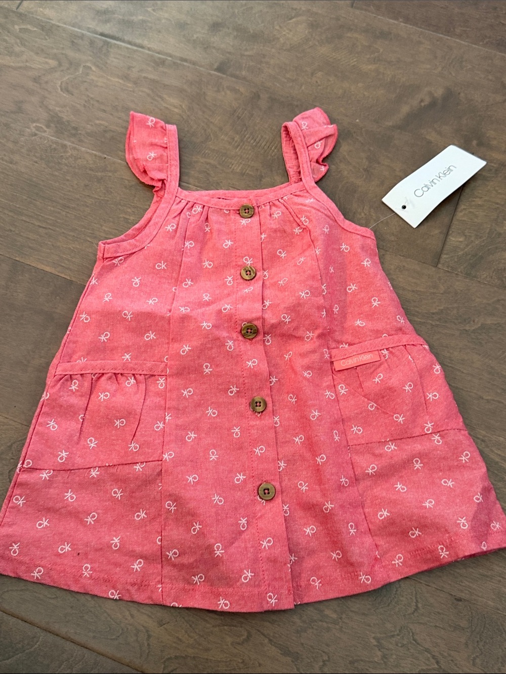 Calvin Klein Coral Pink Baby Button-Front Sundress